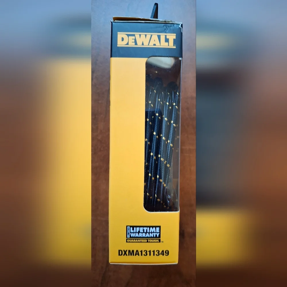 DeWalt Black and Yellow Braided USB Cable 10ft USB C To A
